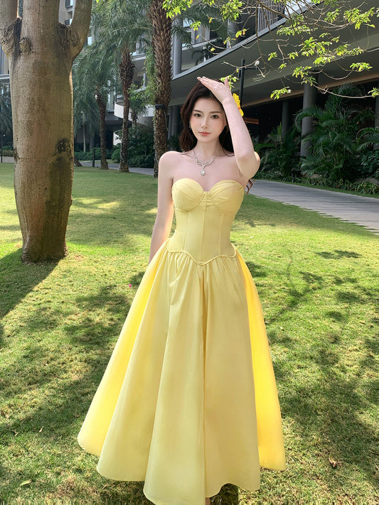 Sweetheart A Line Yellow  Prom  Dress Birthday Dress  P942