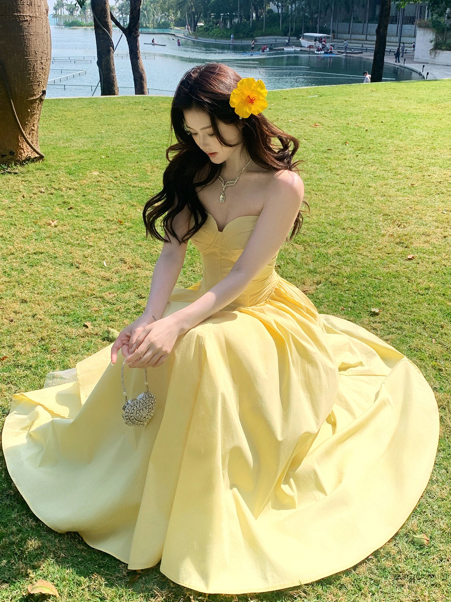 Sweetheart A Line Yellow  Prom  Dress Birthday Dress  P942