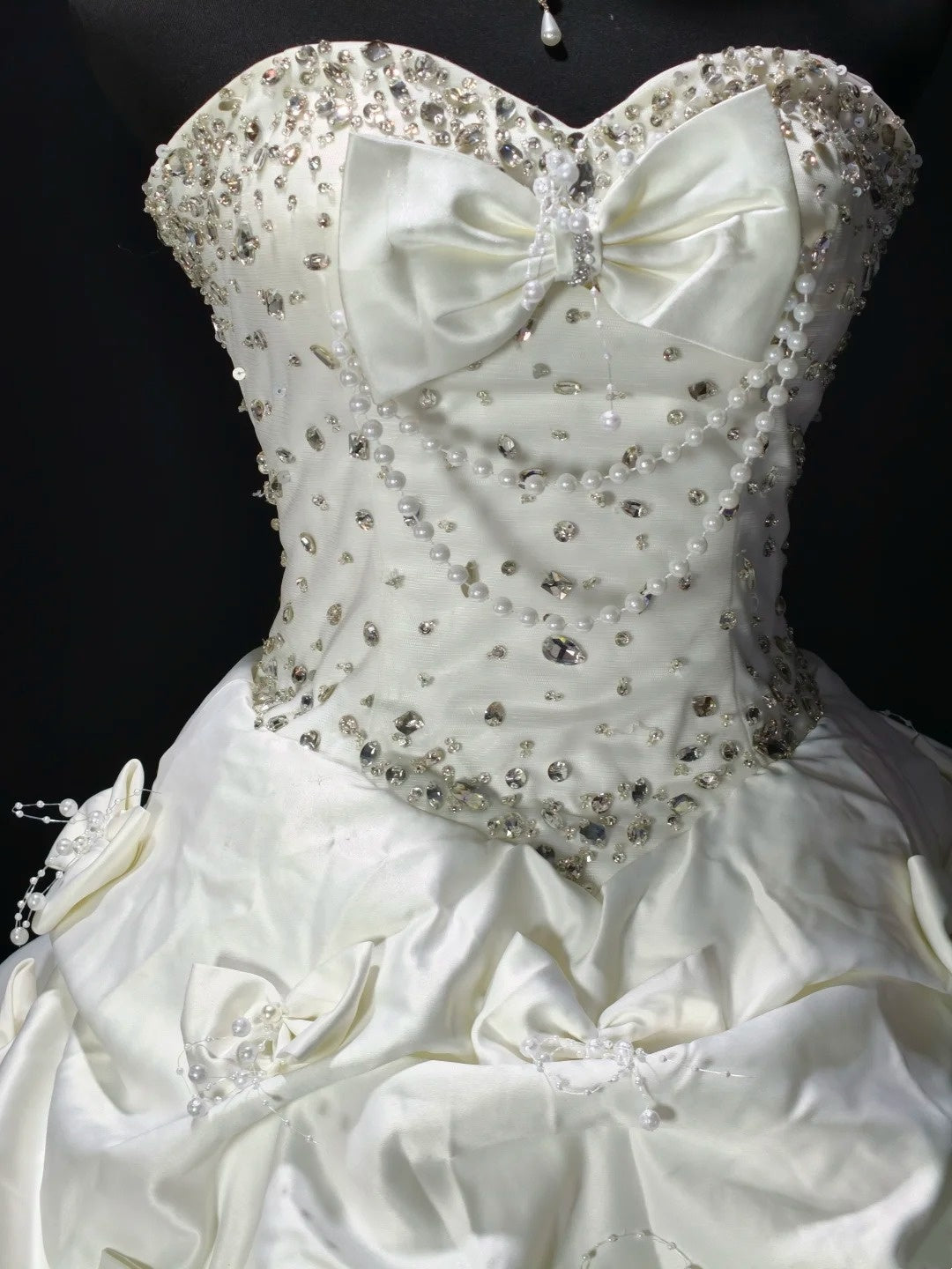 Sweetheart Beaded Ivory Satin Birthday Dress A Line Homecoming Dress  P1976
