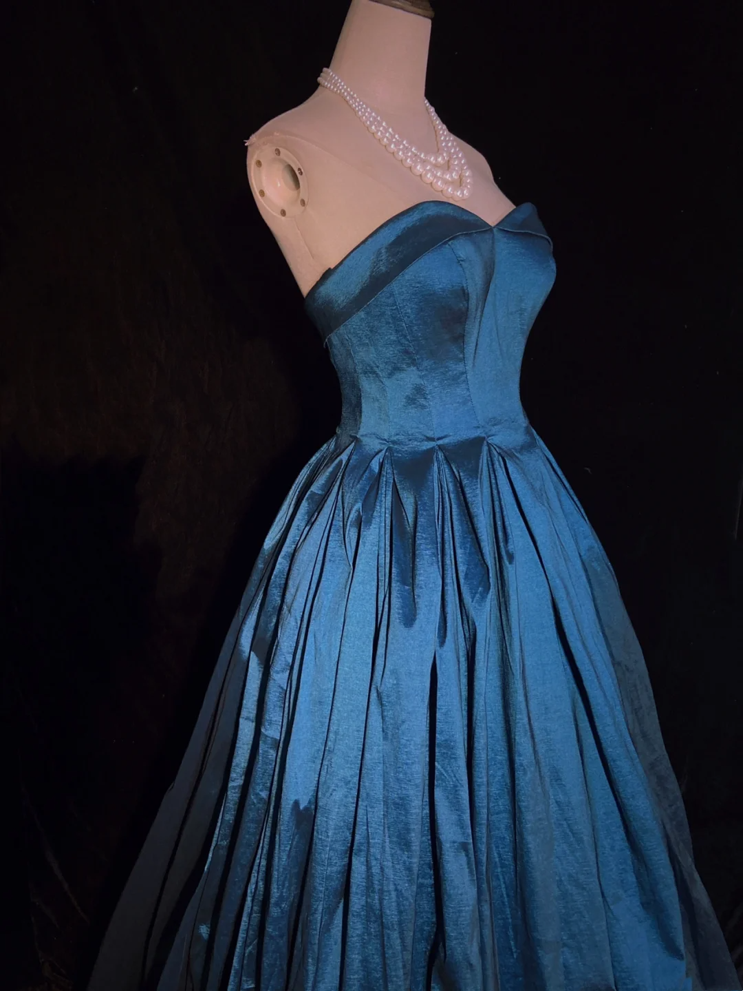 Sweetheart Blue A Line Prom Dress Satin Formal Party Gown  P924