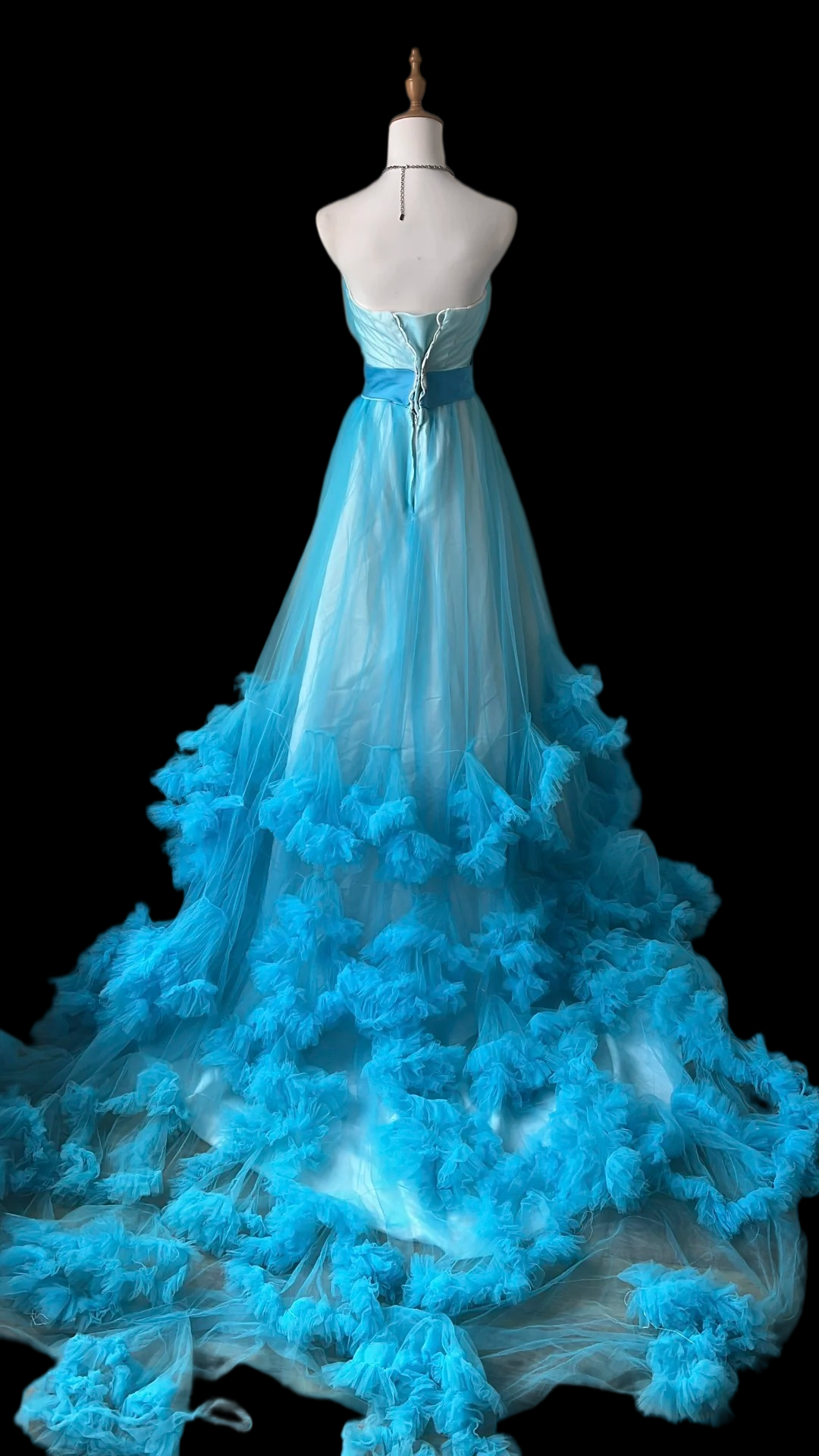 Sweetheart Blue A Line Wedding Dress Ruffled Bridal Gown  P1979