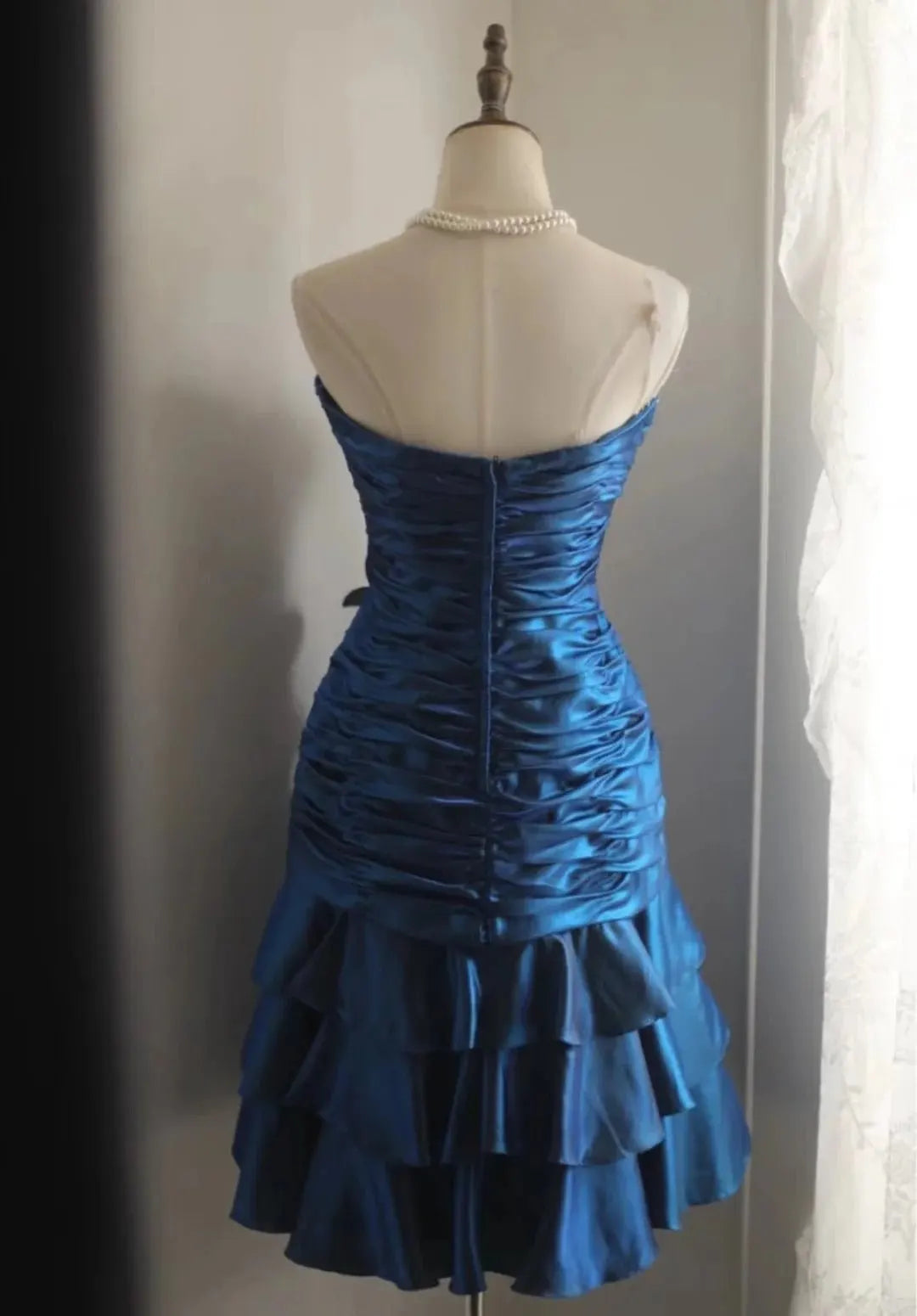 Sweetheart Blue Sheath Prom Dress Retro Formal Dress  P1176