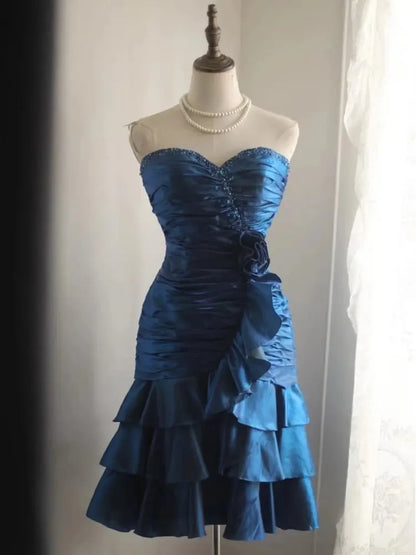 Sweetheart Blue Sheath Prom Dress Retro Formal Dress  P1176