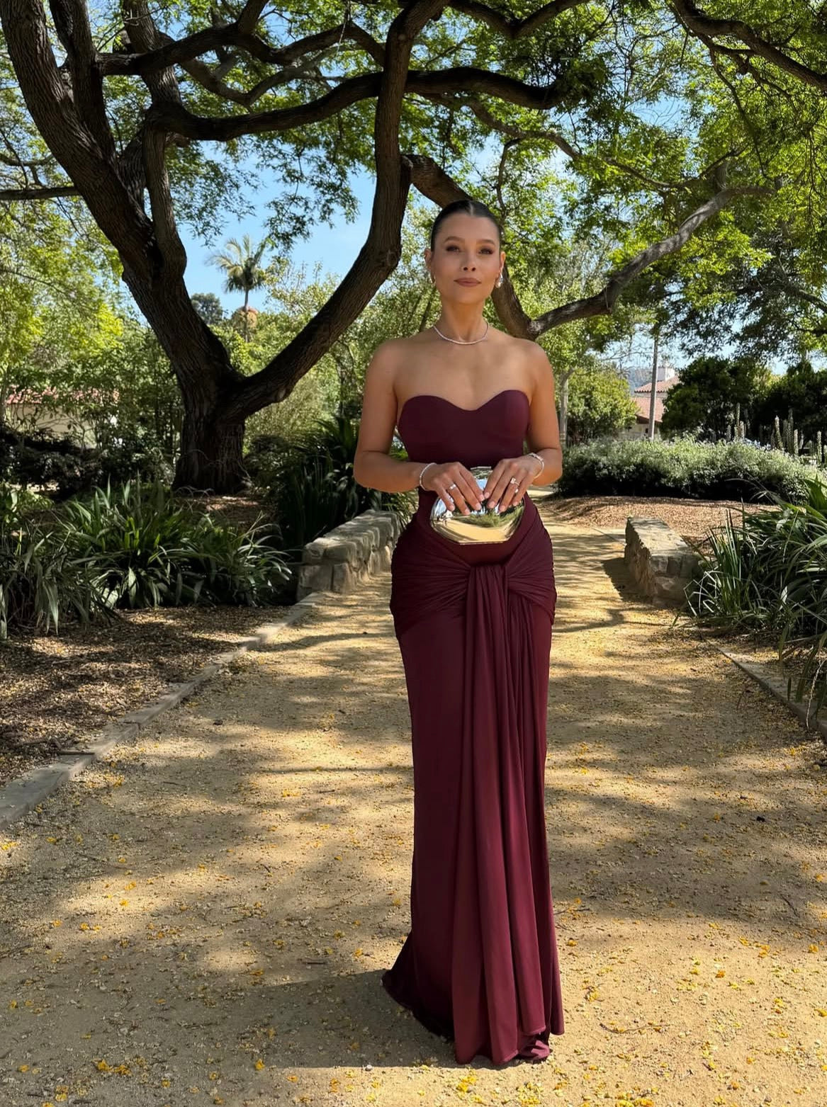 Sweetheart Burgundy Sheath Wedding Guest Dress Formal Prom Dress  P1577