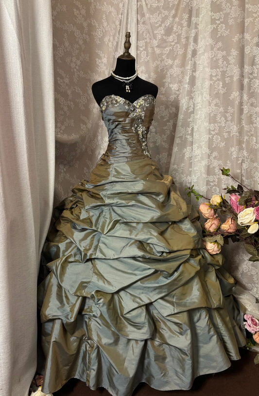 Sweetheart Dusty Green Birthday Dress Vintage Formal Prom Dress  P1126
