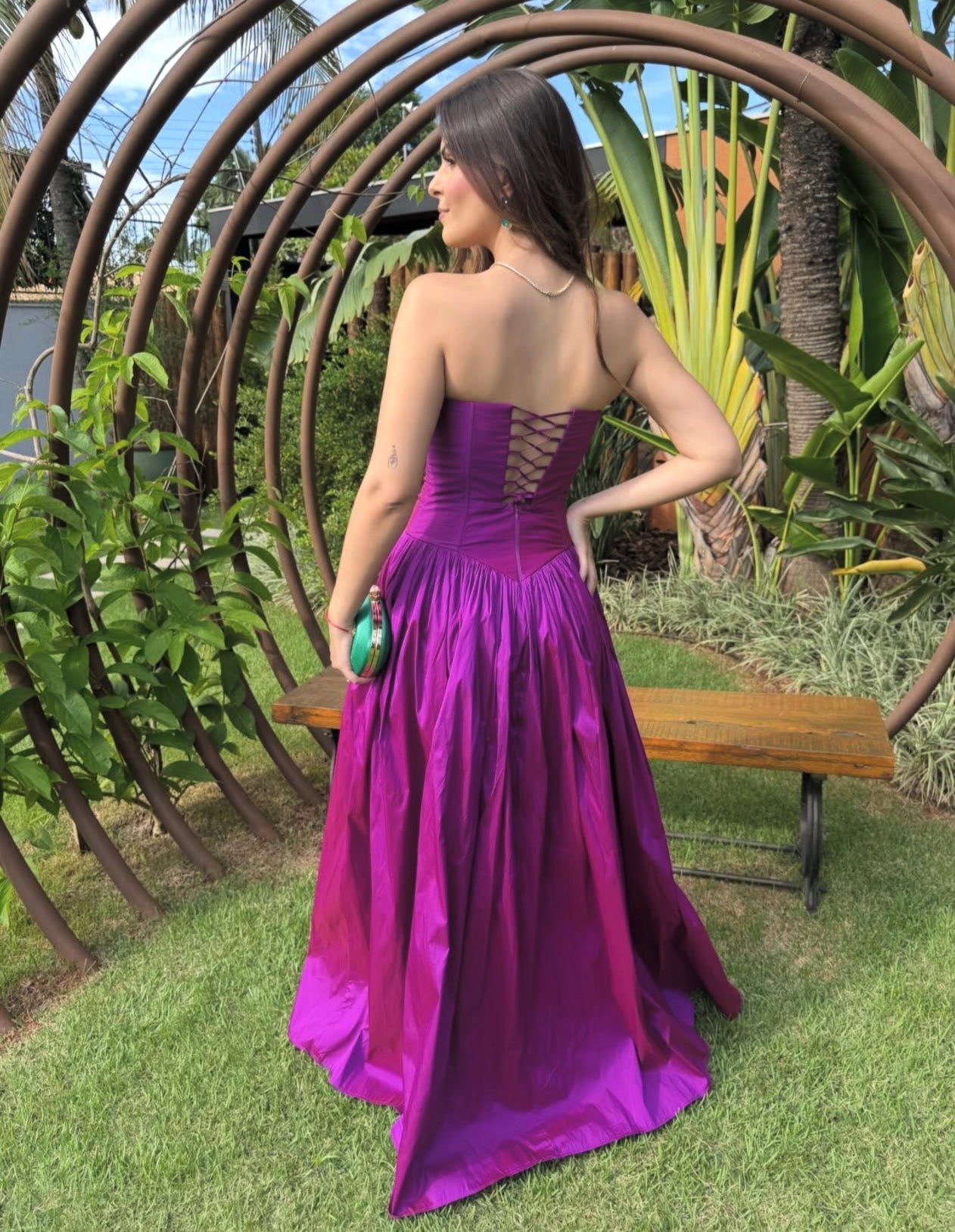 Sweetheart Fuchsia A Line Wedding Guest Dress Long Formal Dress  P2116