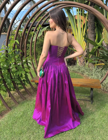 Sweetheart Fuchsia A Line Wedding Guest Dress Long Formal Dress  P2116