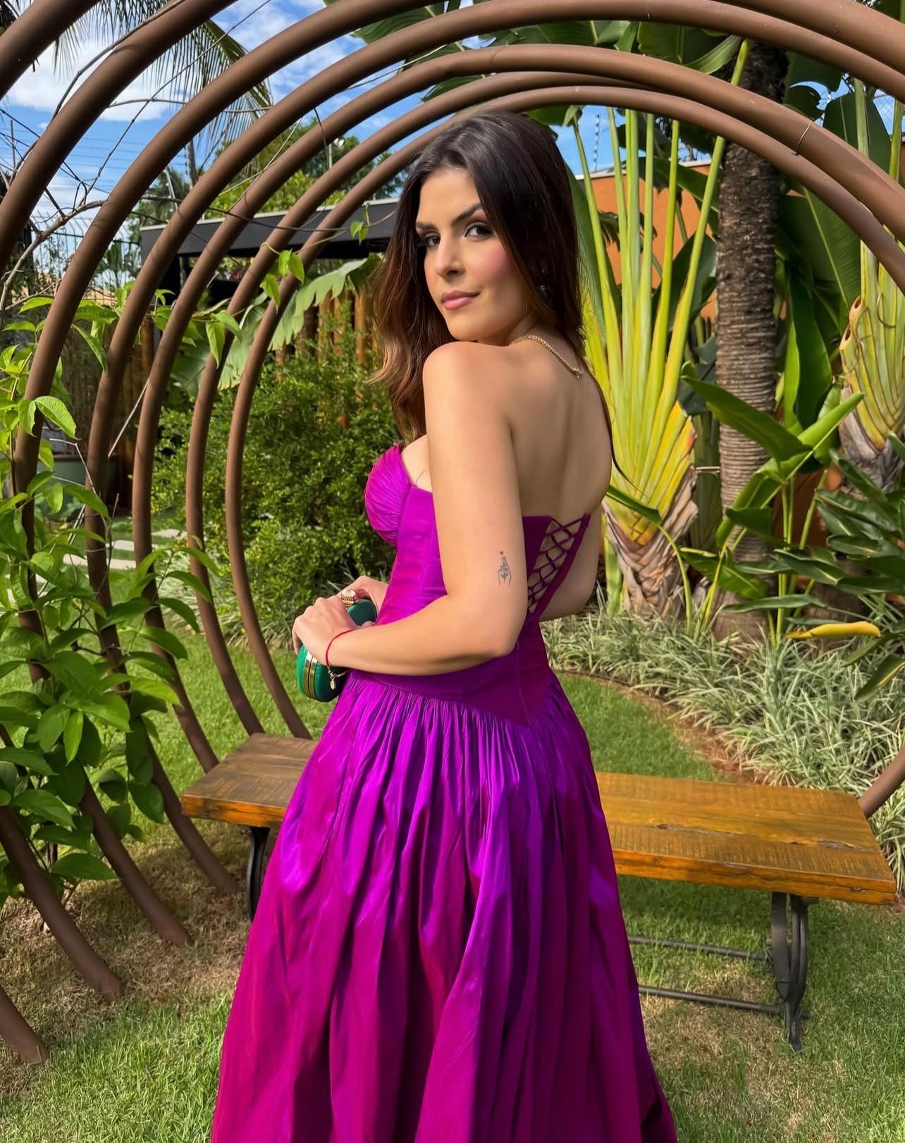 Sweetheart Fuchsia A Line Wedding Guest Dress Long Formal Dress  P2116