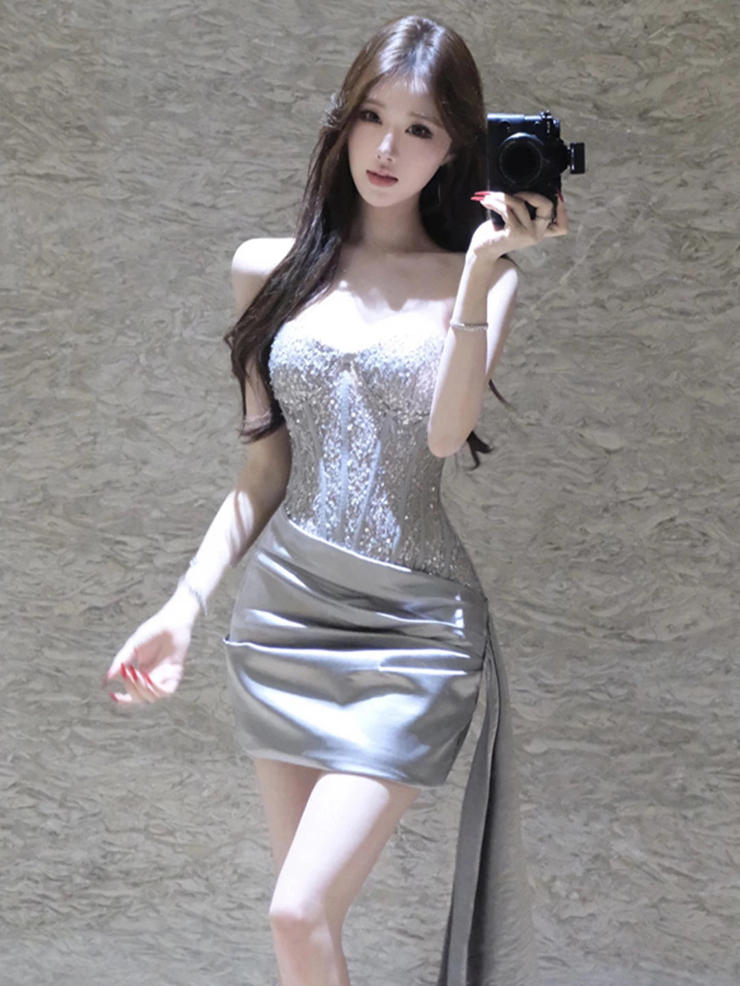 Sweetheart Gray Satin Homecoming Dress Short Birthday Dress  P1411