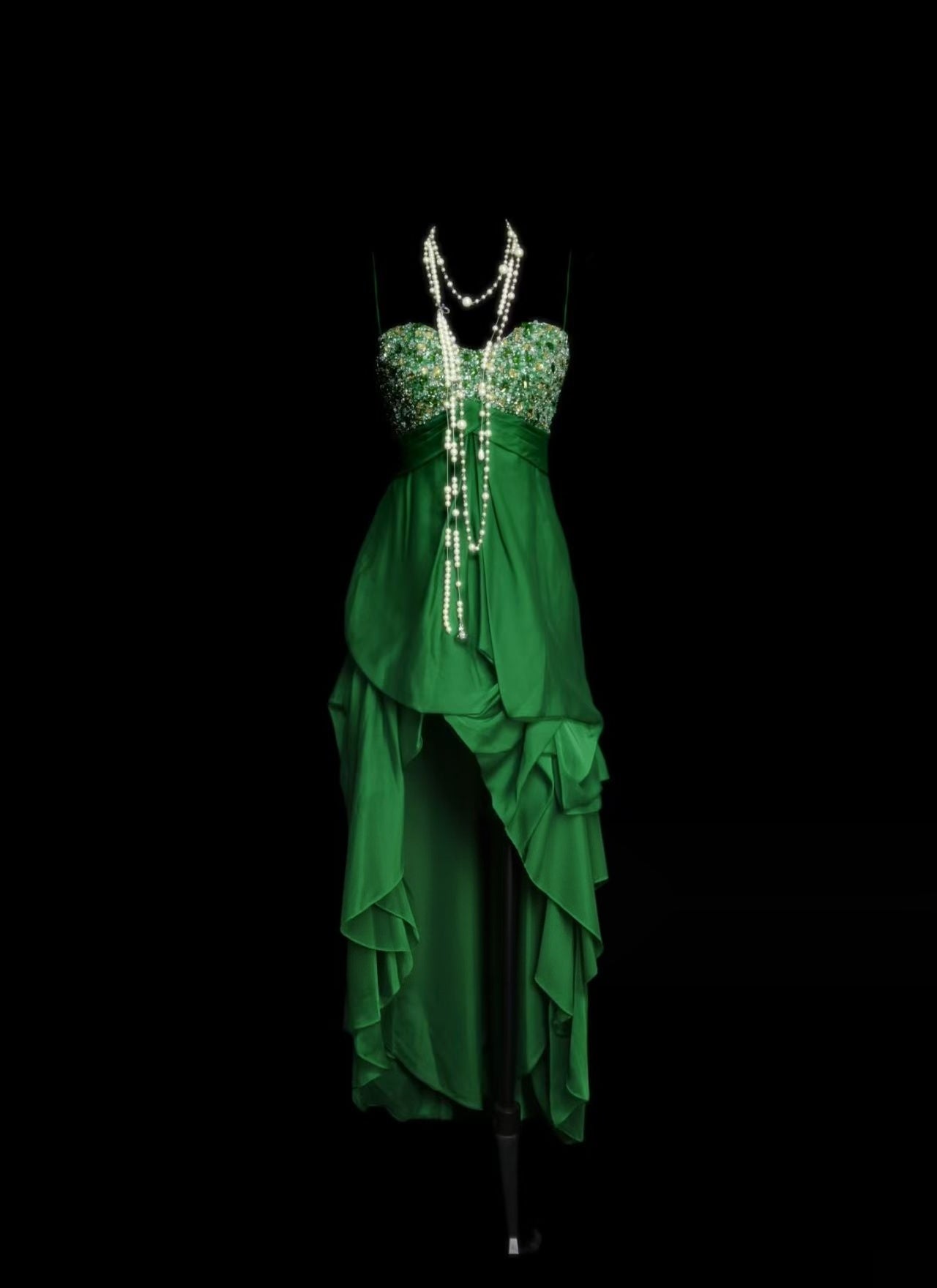 Sweetheart Green Retro Prom Dress Beaded Evening Gowns  P2094