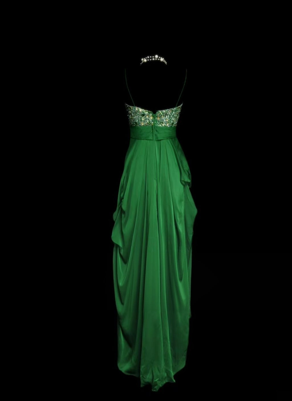 Sweetheart Green Retro Prom Dress Beaded Evening Gowns  P2094