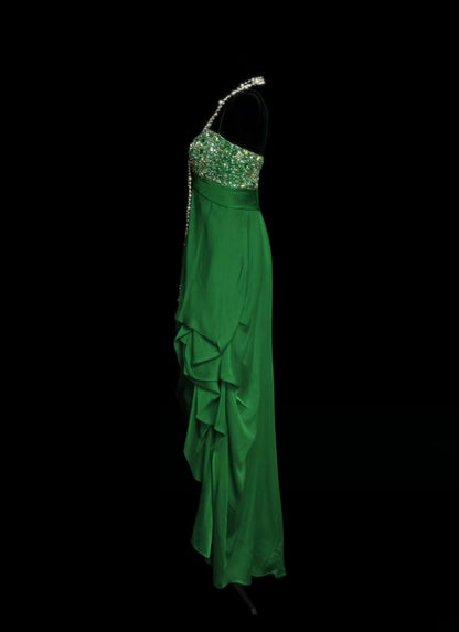 Sweetheart Green Retro Prom Dress Beaded Evening Gowns  P2094