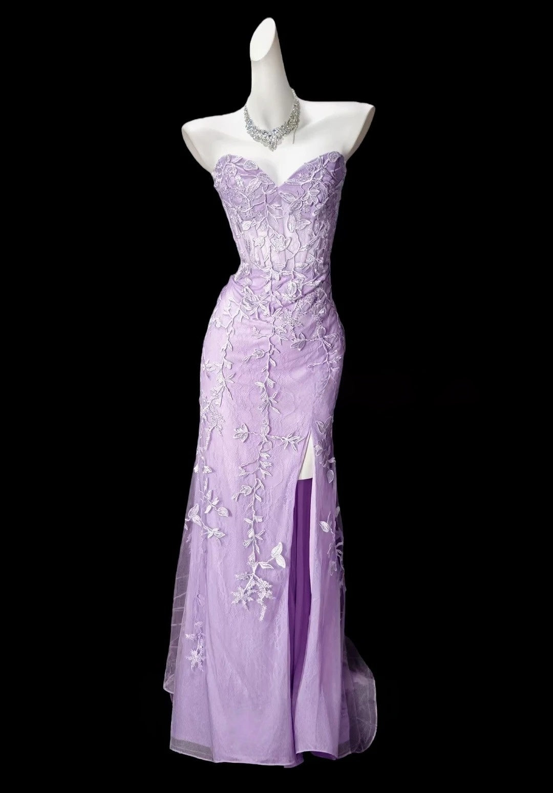 Sweetheart Mermaid Lilac Prom Dress With Appliques  P1679