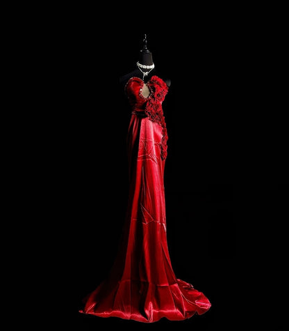 Sweetheart Mermaid Red Formal Prom Dress Beaded Evening Gown   P1777