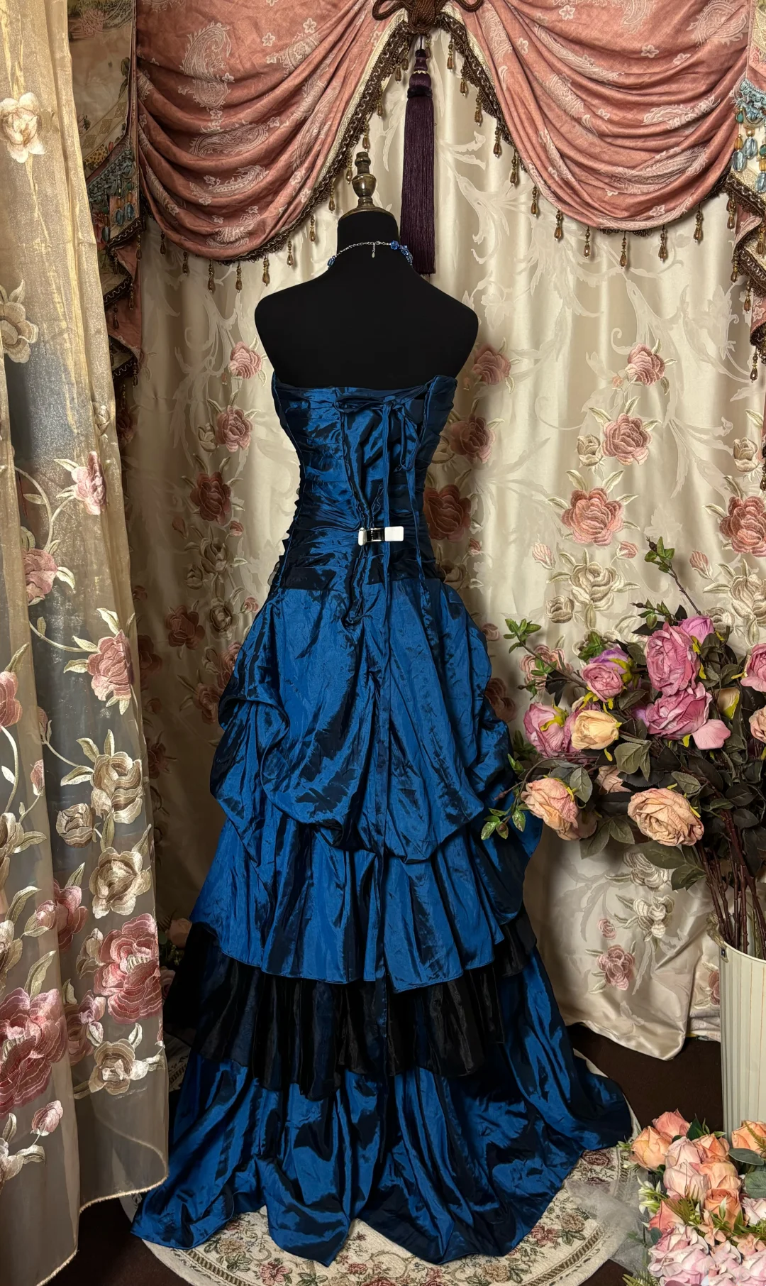 Sweetheart Navy Blue Formal Prom Dress Vintage Birthday Dress  P1130