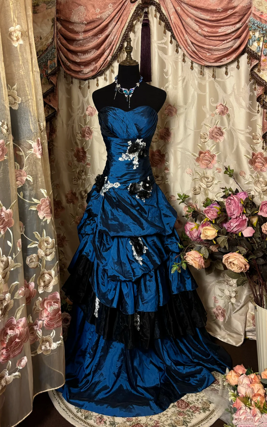 Sweetheart Navy Blue Formal Prom Dress Vintage Birthday Dress  P1130
