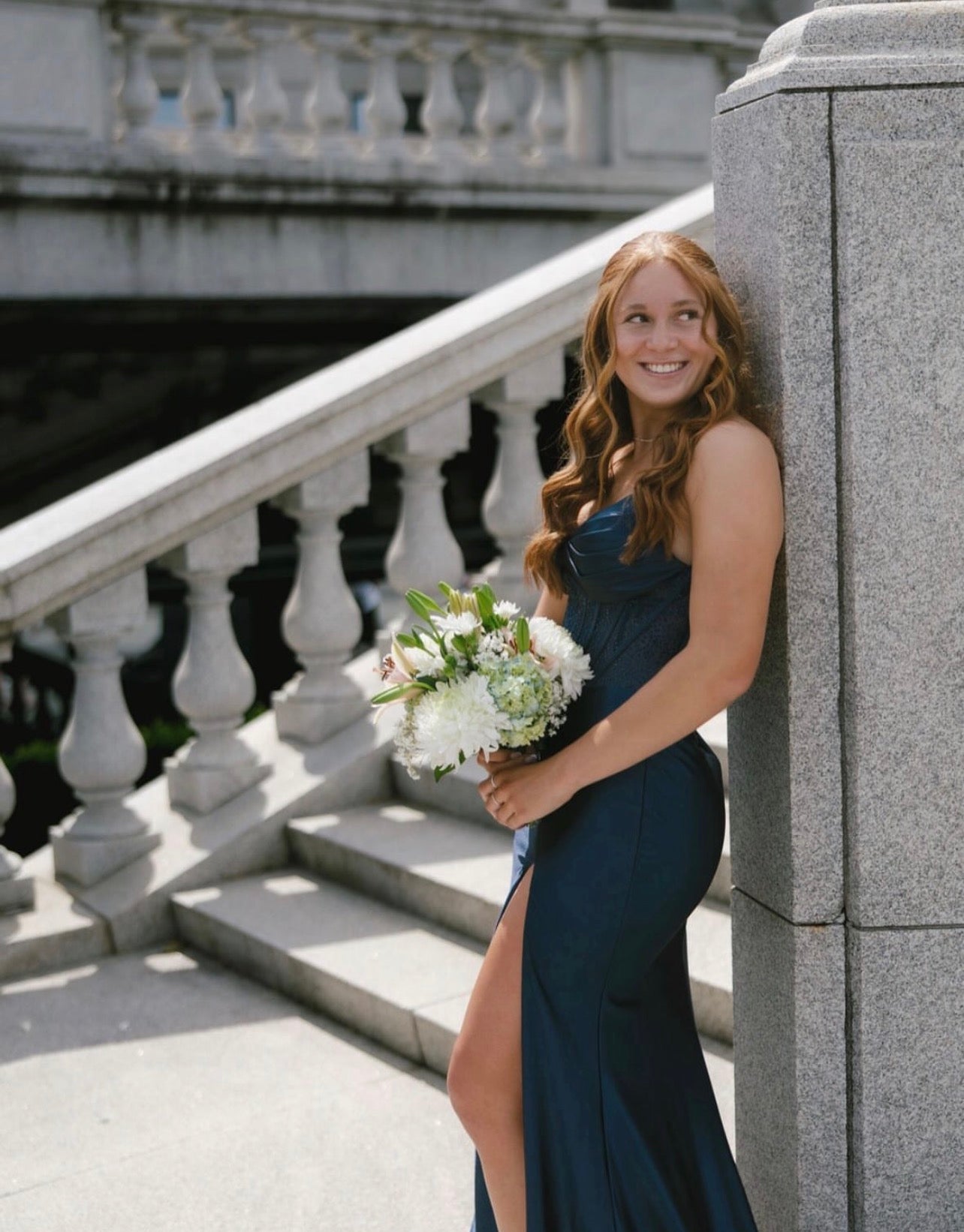 Sweetheart Navy Blue Mermaid Satin Formal Prom Dress  P1557