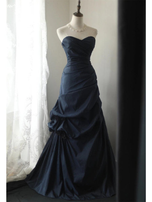 Sweetheart Navy Blue Prom Dress Vintage Formal Dress  P934