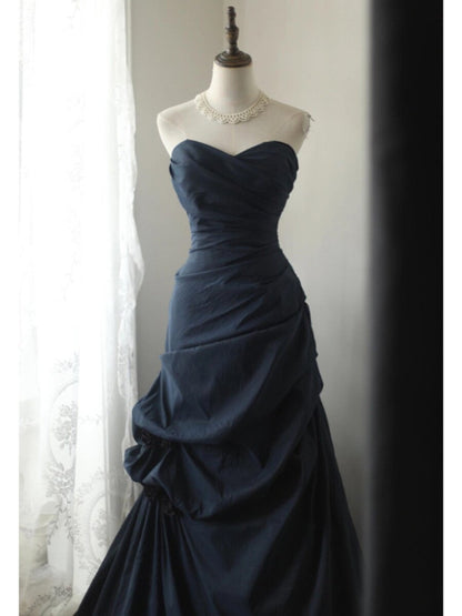Sweetheart Navy Blue Prom Dress Vintage Formal Dress  P934
