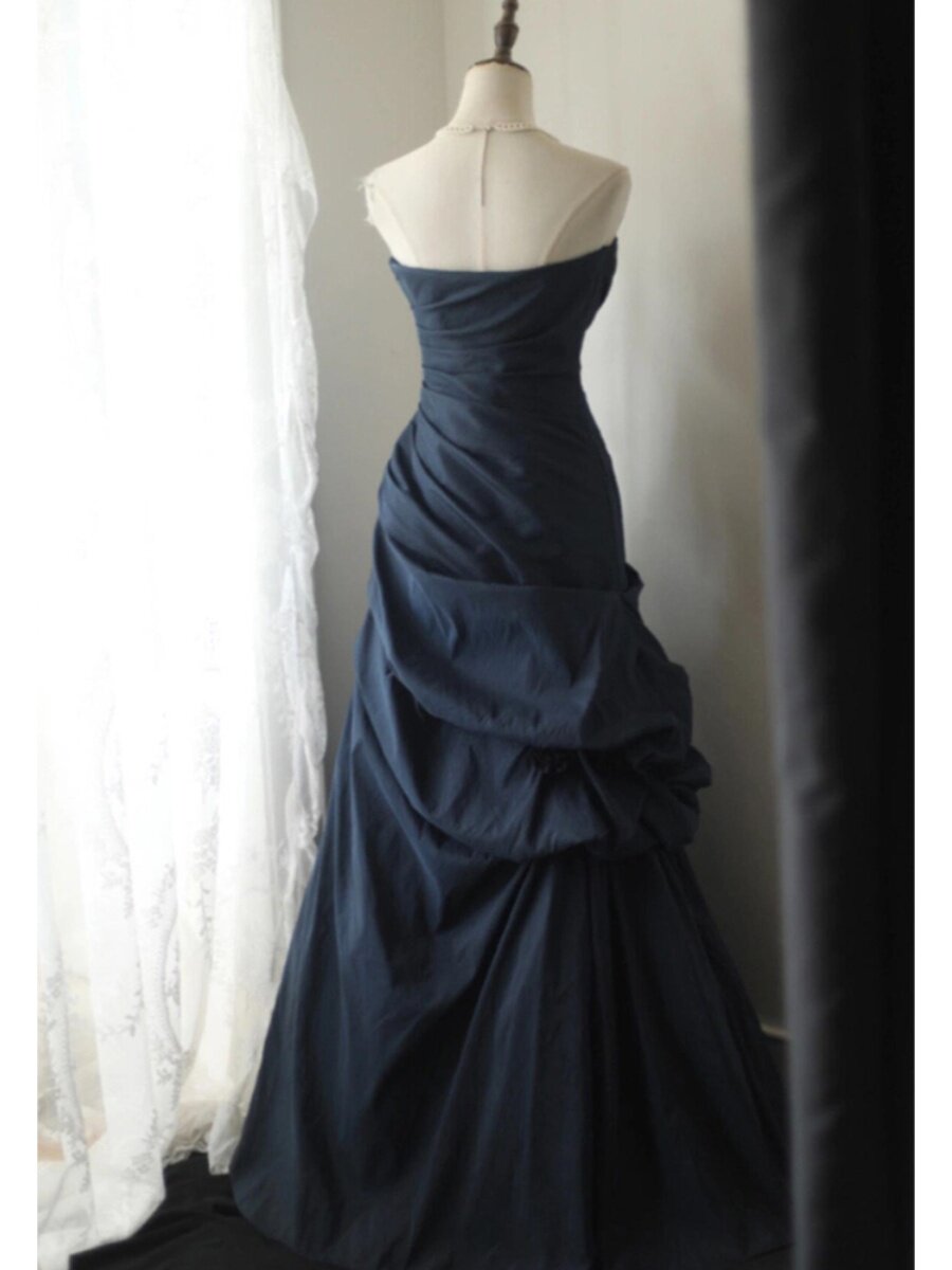 Sweetheart Navy Blue Prom Dress Vintage Formal Dress  P934