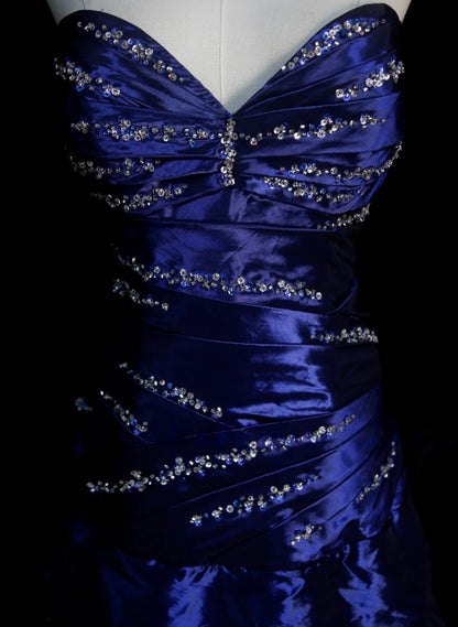 Sweetheart Navy Blue Retro Prom Dress Taffeta Birthday Dress  P1298