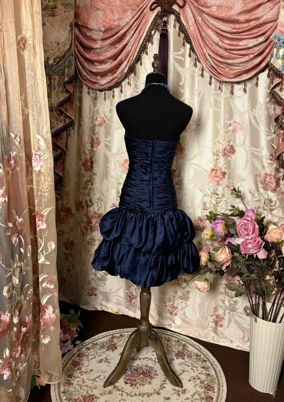 Sweetheart Navy Blue Sheath Short Birthday Dress Homecoming Dress  P1131