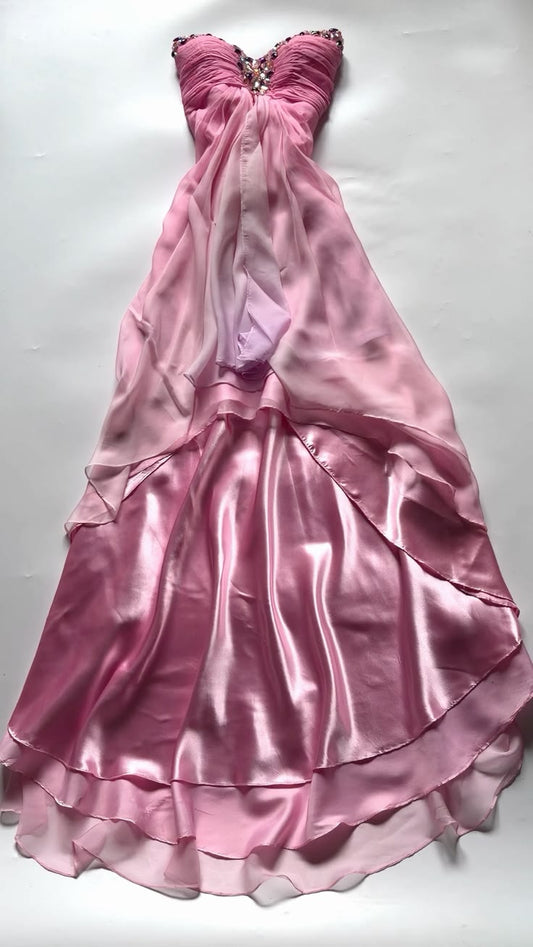 Sweetheart Neck A Line Chiffon Prom Dress Beaded Retro Evening Gown  P2628