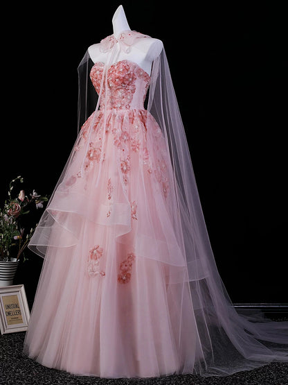 Sweetheart Neck A Line Pink Fairy Prom Dress Birthday Gown  P2714