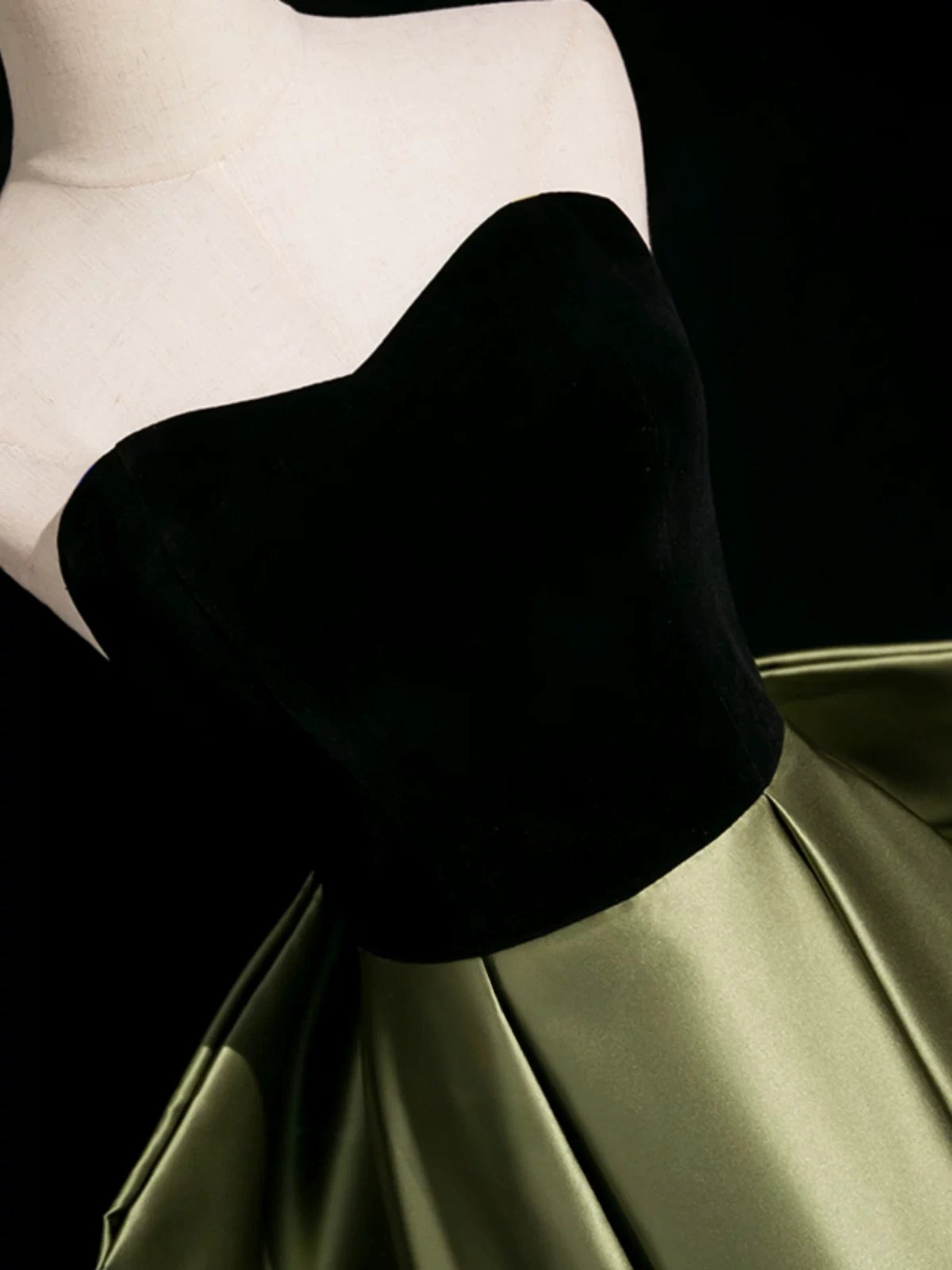 Sweetheart  Neck Olive Green Satin Formal Prom Dress Birthday Gown  P2711