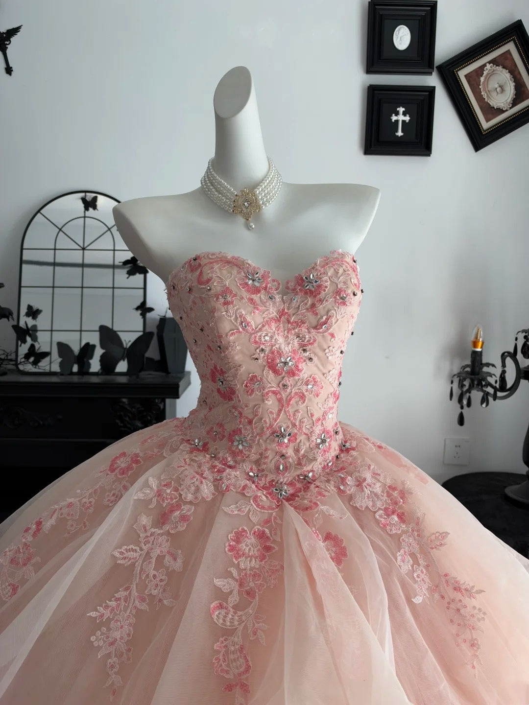 Sweetheart Neck Pink Ball Gown Sweet 16 Quinceanera Dresses  P2635