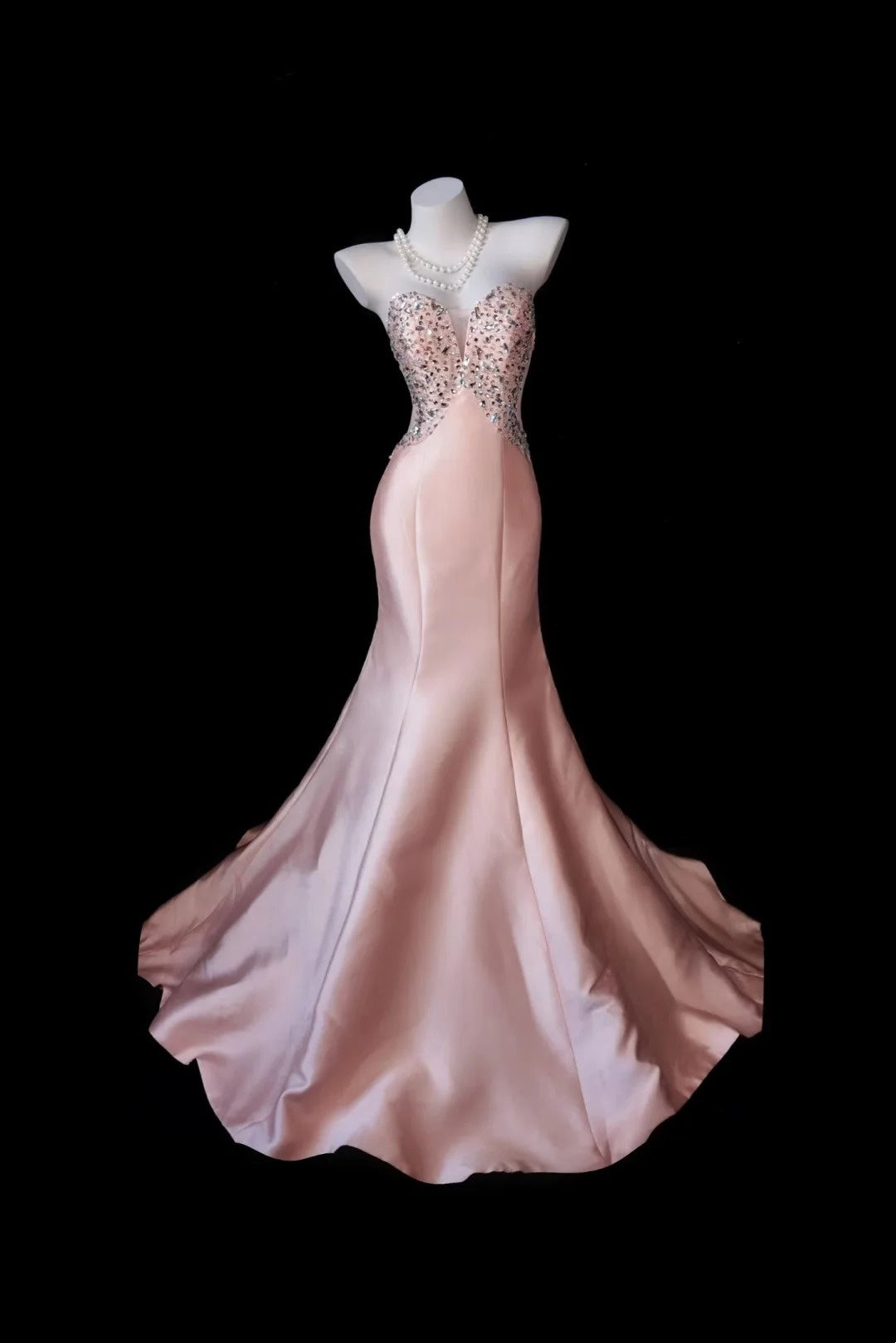 Sweetheart Pink Mermaid Satin Formal Prom Dress Evening Gowns   P1934
