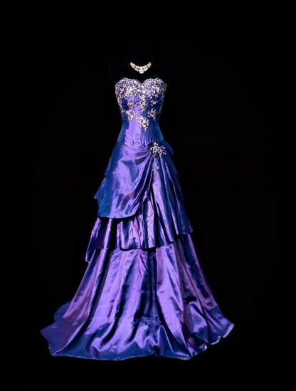 Sweetheart Purple A Line Formal Prom Dress Retro Evening Dress  P1770