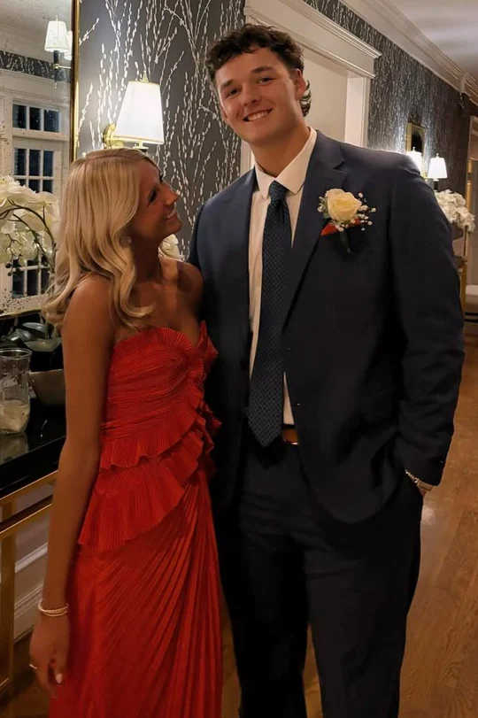 Sweetheart Red Ruffles Pleated A Line Long Prom Dress P841