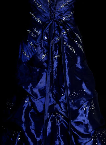 Sweetheart Royal Blue Beaded Formal Prom Dress Retro Evening Gowns   P2098