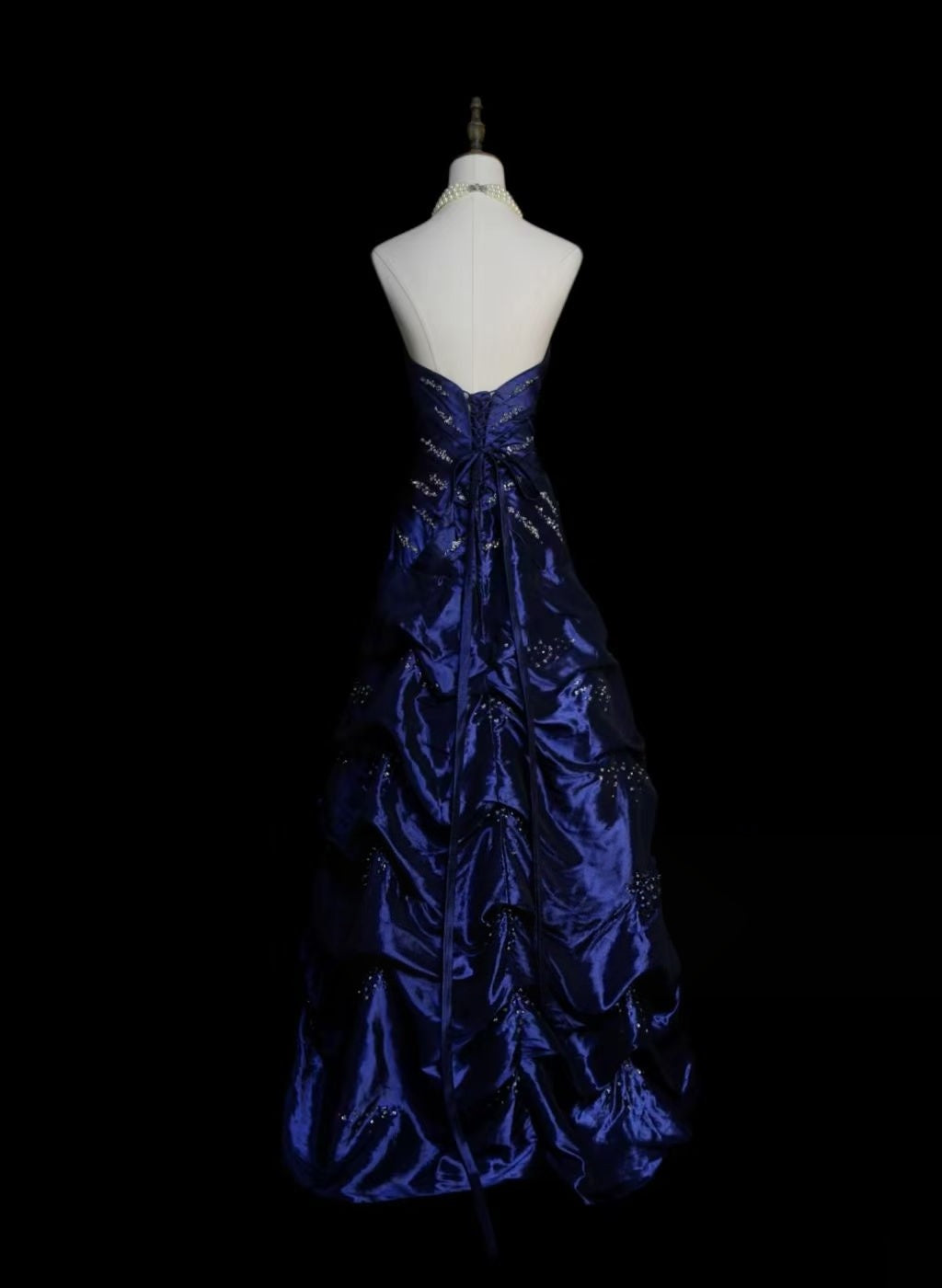 Sweetheart Royal Blue Beaded Formal Prom Dress Retro Evening Gowns   P2098