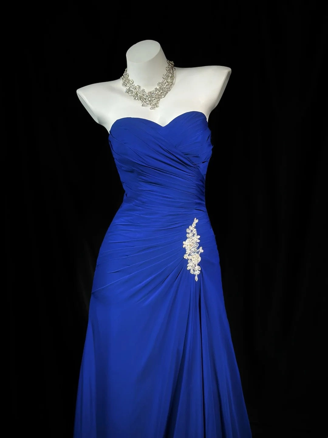 Sweetheart Royal Blue Chiffon Prom Dress Retro Formal Evening Dress  P1297