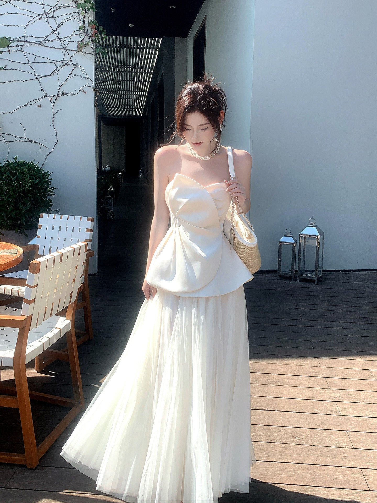 Sweetheart Satin Tulle A Line Formal Dress  P683