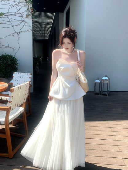 Sweetheart Satin Tulle A Line Formal Dress  P683