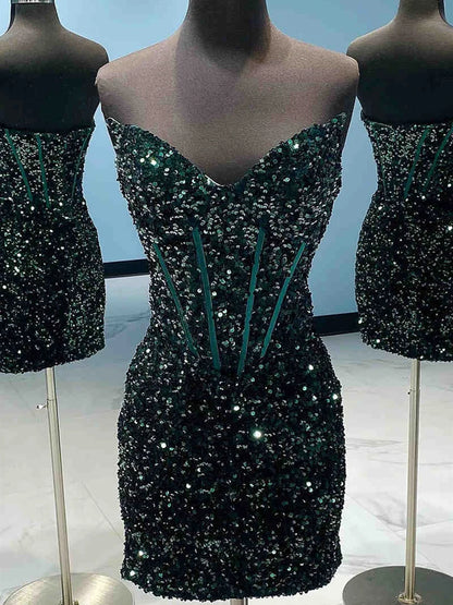 Sweetheart Sequins Sheath Mini Homecoming Dress P2324