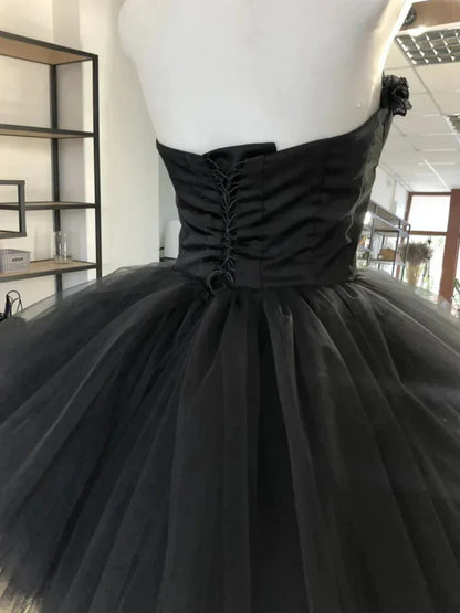 Sweetheart Short Black Homecoming Dresses Tulle Birthday Dress  P2315