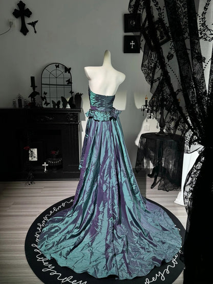 Sweetheart Taffeta Retro Formal Prom Dress Teal Evening Gowns   P1931