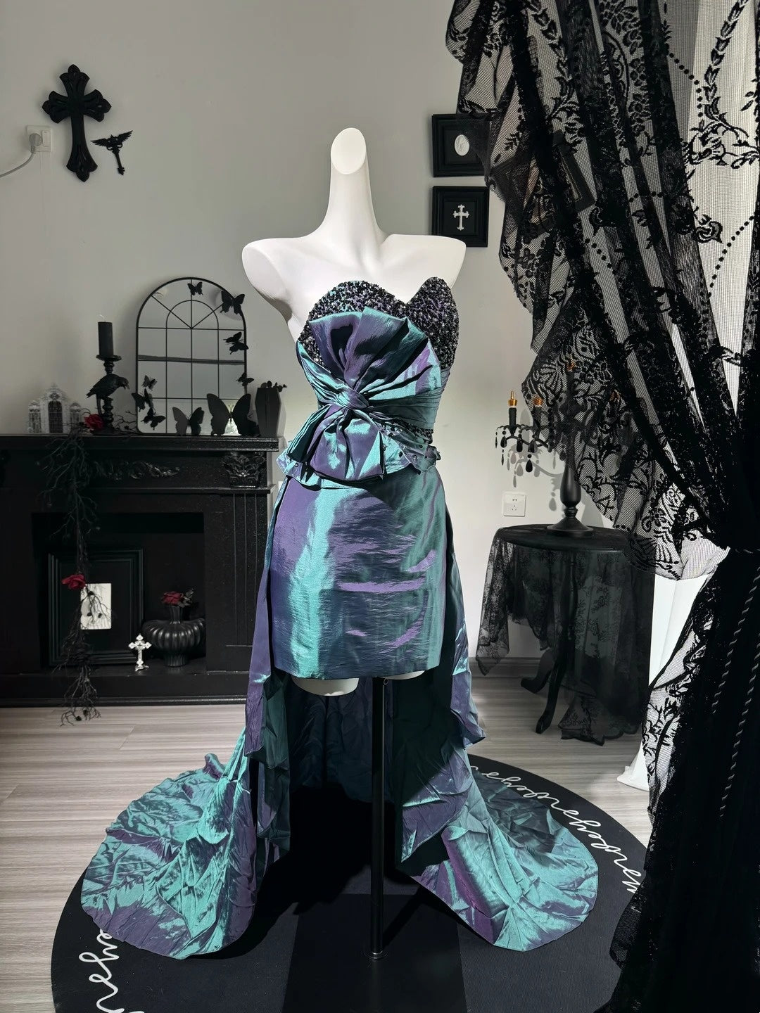 Sweetheart Taffeta Retro Formal Prom Dress Teal Evening Gowns   P1931