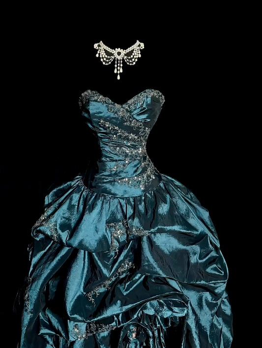 Sweetheart Teal A Line Prom Dress Vintage Formal Dress With Appliques  P1098