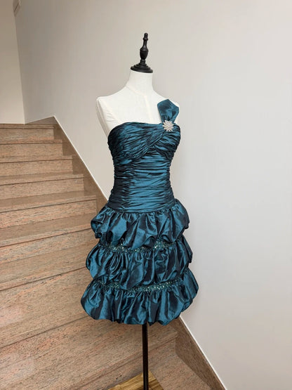 Turquoise A Line Short Homecoming Dress Retro Birthday Dress  P1293