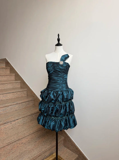 Turquoise A Line Short Homecoming Dress Retro Birthday Dress  P1293