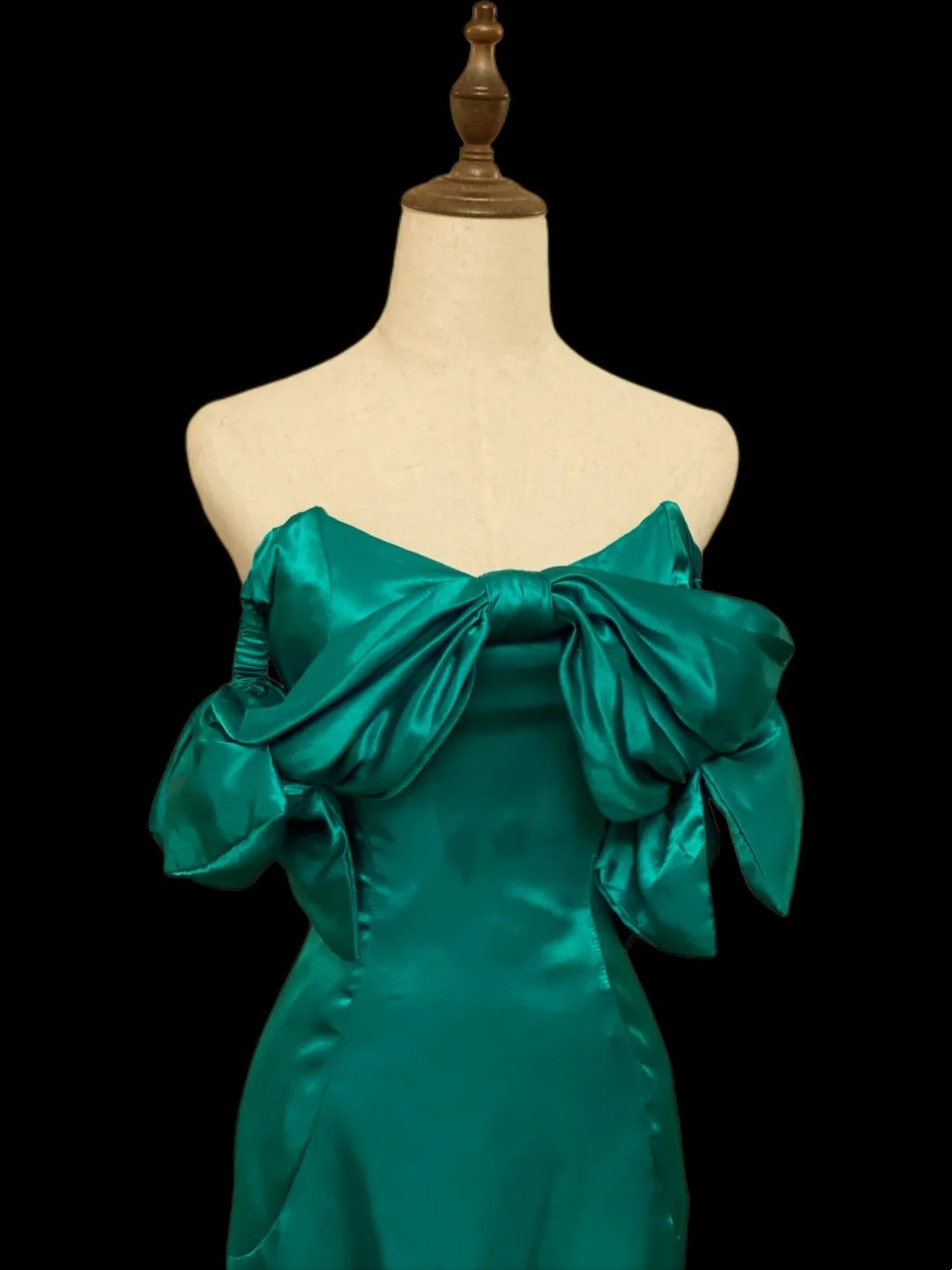 Turquoise Green Sheath Satin Homecoming Dress With Bow  P1672