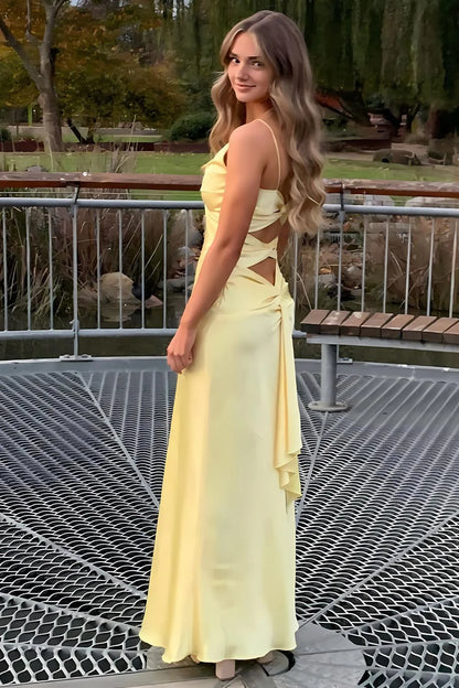 V-Neck Satin Wedding Guest Dress With Front Skit Formal Evening Gown  P2498