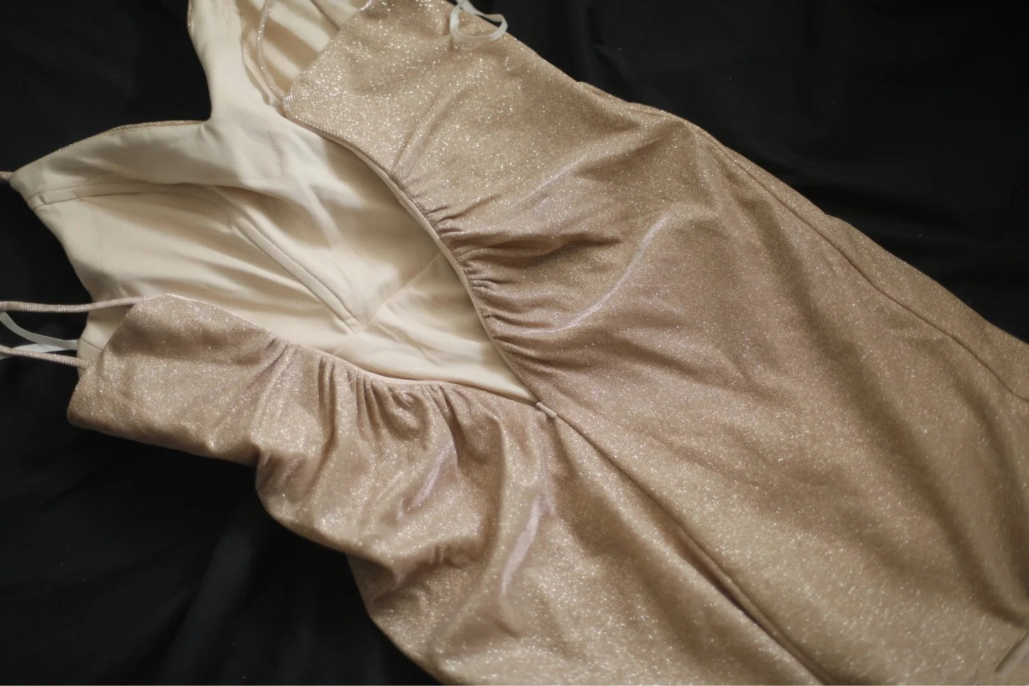 V Neck Champagne Sparkle Homecoming Dress Short Birthday Dress  P1506