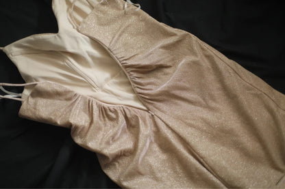 V Neck Champagne Sparkle Homecoming Dress Short Birthday Dress  P1506