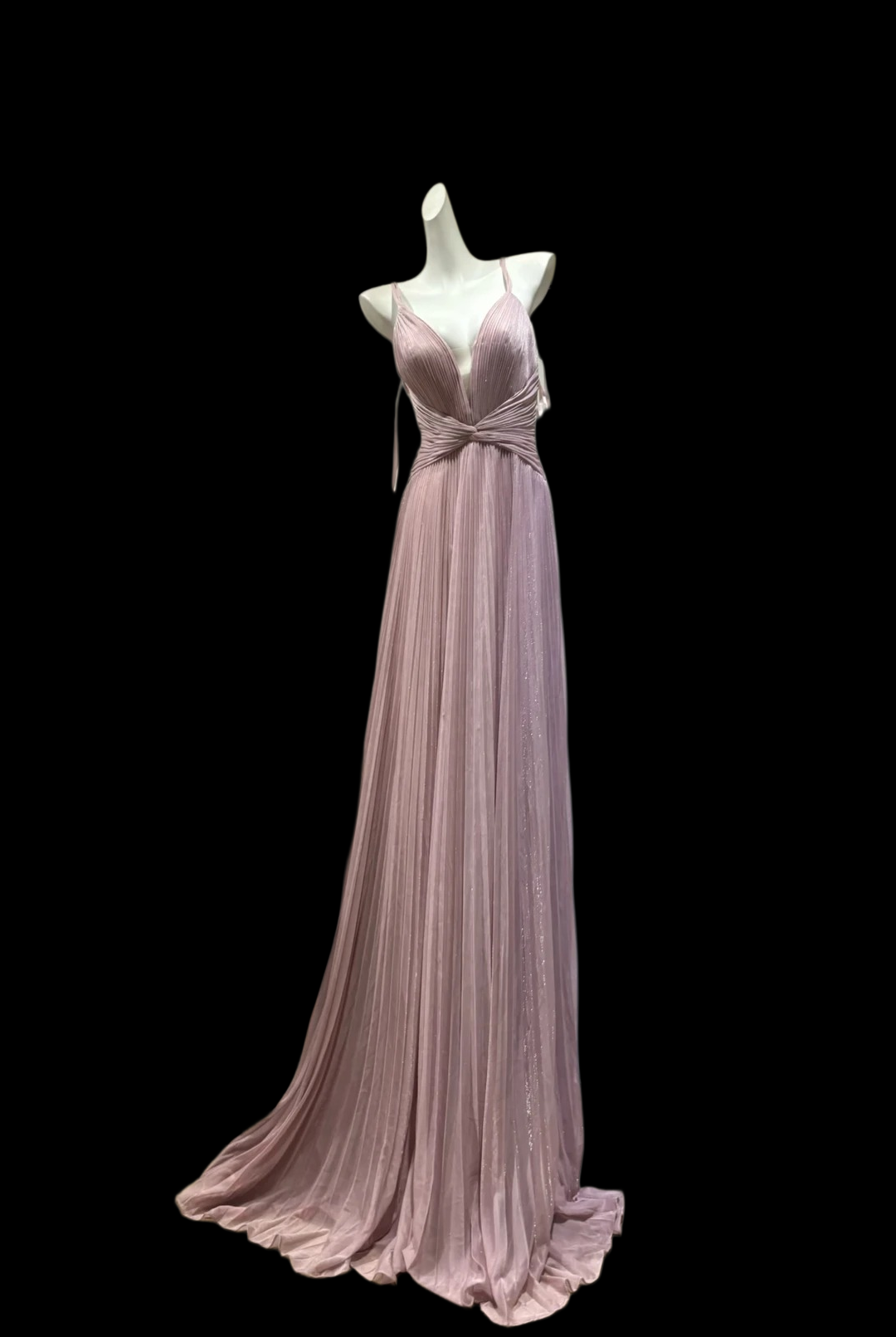 V Neck Pink Pleated Long Prom Dress Wedding Guest Dress  P2002
